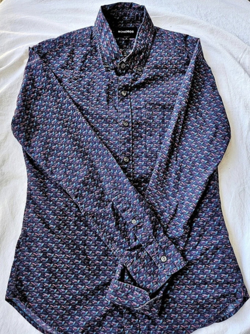 Bonobos Button Down in Blue & Pink Size Small Slim Fit